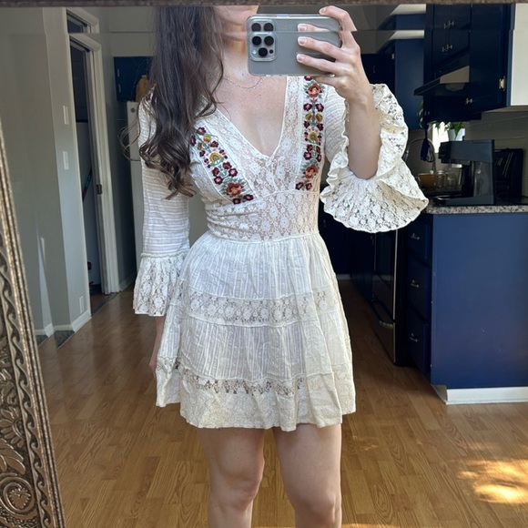 Free People Dresses & Skirts - 🩷 SOLD 🩷 Free People ONE White Lace Mini Dress